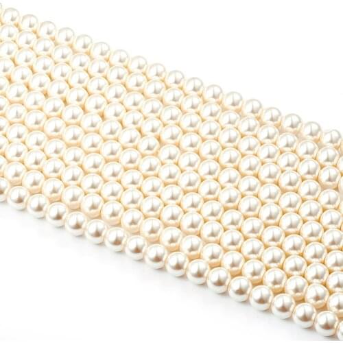 Ivory Round Pearlized Glass Pearl Beads Strands for Noble Necklace Bracelets Bangles Stud Earrings Jewelry Making 10mm Hole 1mm