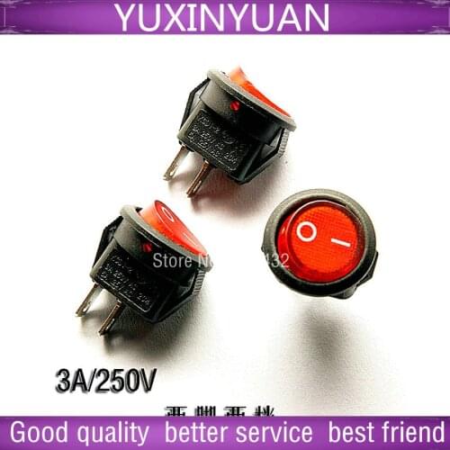 Small round ship type switch 2 feet become warped board band 2 red switch 6 a 3 a/250 v/250 v 10pcs/lot