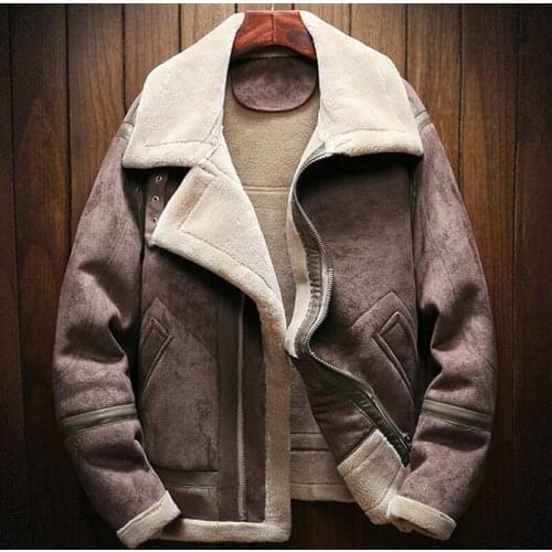 Vintage Winter Mans Fur Lined Coats Oversized European Style Brand Clothing Mens Faux Fur Leather Jacket Coats Overcoats A902