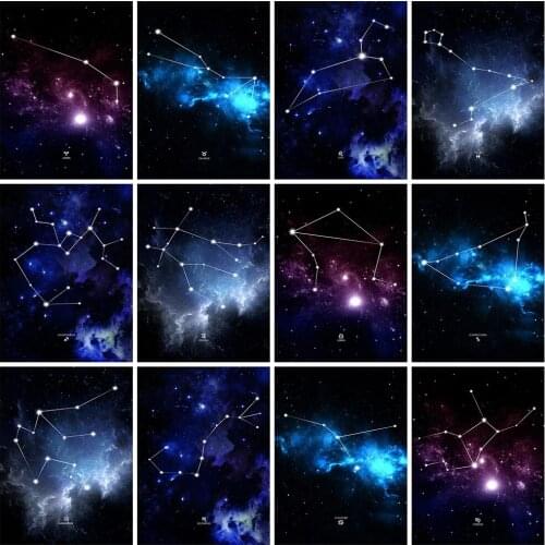 5D Diamond Painting Galaxy Starry Night Diamond Embroidery 12 Constellations Cross Stitch Kits Full Square Rhinestone Mosaic Art
