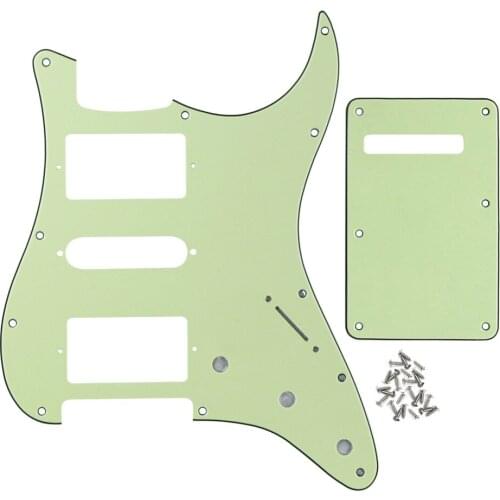Set of 3Ply PVC HSH Electric Guitar Pickguard Strat & Back Plate & Screws for FD ST Guitar ,Mint Green