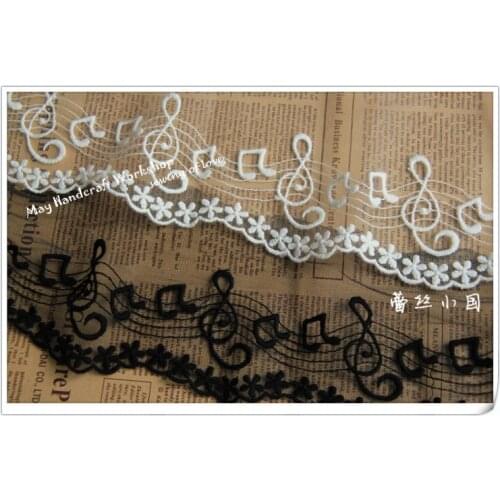 New!!10cm/3.5" Wide Musical Notes Mesh Embroidery Lace Trim,Voile Wedding Dress Net Lace,Mesh Embroidery Lace,14 Yards/Lot