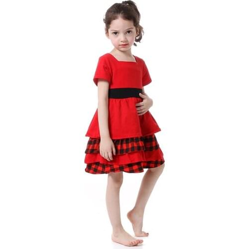 2018 New Christmas Wholesale Party Princess Toddler girls Summer Boutique Dresses Red Girls Summer Dress Fall Baby Birthday Gift