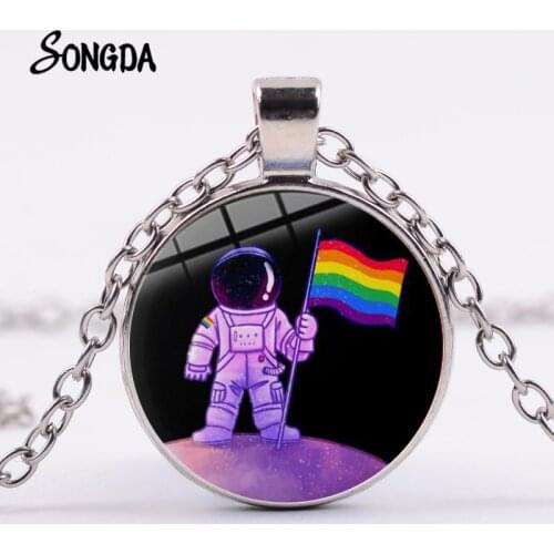 Rainbow Flag Infinity Love Necklace LGBT for Lesbians Gay Pride Photo Glass Crystal Pendant Choker Couple Lovers Necklace