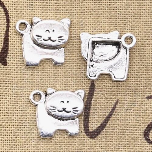 20pcs Charms Cat 16x15mm Handmade Craft Pendant Making fit,Vintage Tibetan Silver color,DIY For Bracelet Necklace
