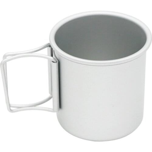Outdoor Portable Camping Leisure Picnic Folding Handle Single Layer Aluminum Water Cup
