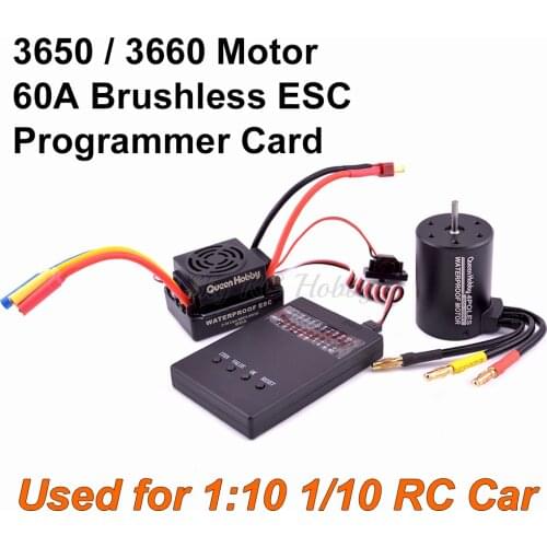 Waterproof 3650 3900KV 4300KV / 3660 3300kv 3800kv Brushless Motor 60A ESC Programmer Card Combo Set for 1/10 1:10 RC Car Truck