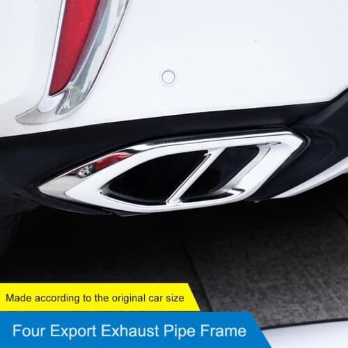 QHCP 1Pair Car Rear Exhaust Muffler End Pipe Cover Decorative Frame Trim Stainless Steel Accessories For LEXUS RX300 200T 16-19