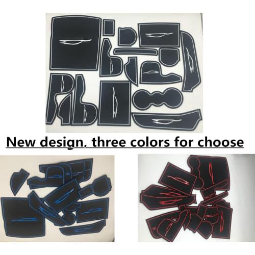 Car Groove Gate Slot Armrest Storage Rubber non-slip mats mat inner door pad/cup stick L 16pcs For Kia Sorento 2015 2016 2017