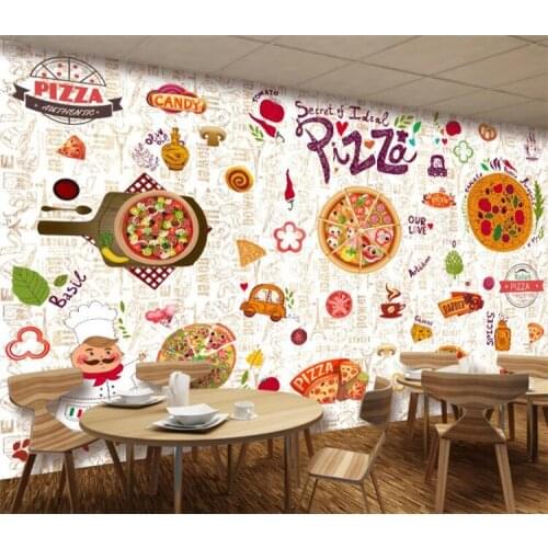 Custom modern 3d wallpaper western restaurant pizza restaurant store background wall wallpaper mural papel de parede