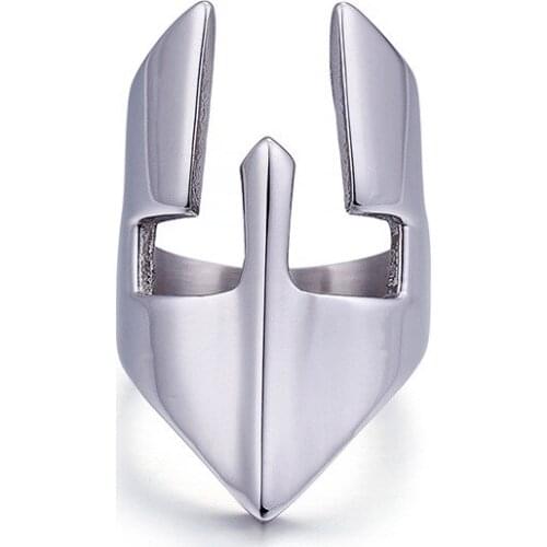 Domineering masks ring titanium steel mens trade Sparta ring helmet Roman retro gladiator stainless steel