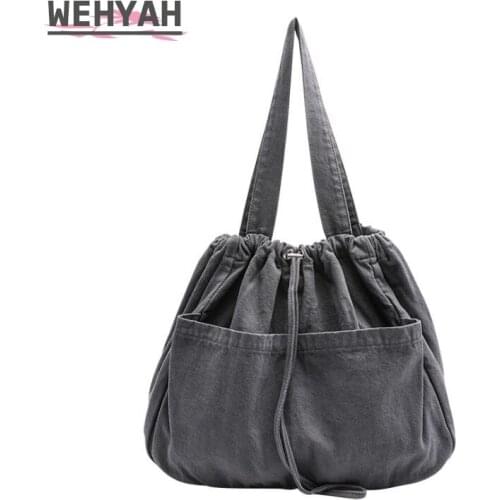 Wehyah Nylon Beam Bag Shopping bag Ladies Hand Tote Bags for Woman Totes Clutch Bag Drawstring Casual Luxury Women Handbag ZY025