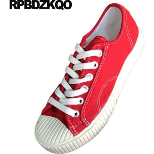 Platform White Canvas Shoes Cloth 2019 Muffin Lace Up Breathable Round Toe Trainers Women Sneakers Flats Comfortable Chinese Red