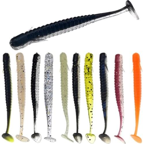 10Pcs/lot Fishing Lures Tail Soft Bait Silicone Lures Worm 7.5cm 1.8g Attractive Loach Wobbler Jig Swivel Bass Carp Fishing Tack