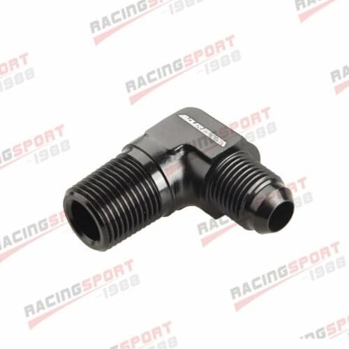 ADLER SPEED Aluminum 90 Degree AN-6 To 3/8" NPT Male Hose Fitting Adapter Black