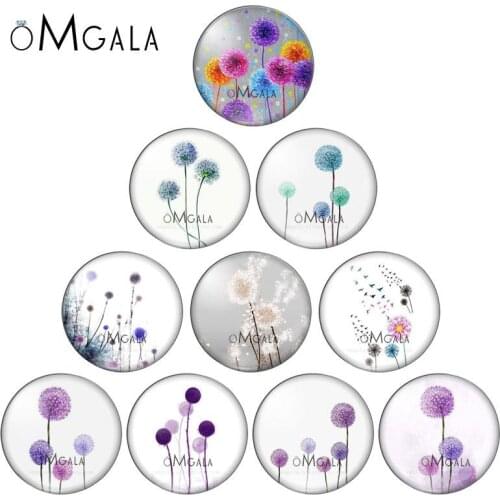 Artic Blue Purple Dandelion photos 10pcs 12mm/14mm/16mm/18mm20mm//25mm Round photo glass cabochon demo flat back Making findings