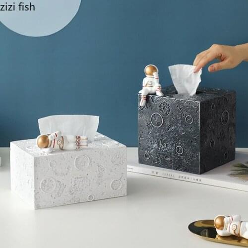 Astronaut Tissue Box Cosmonaut Moon Decorative Tissue Box Desktop Paper Towel Case Removable Tissue Boxes Home Decoration Modern