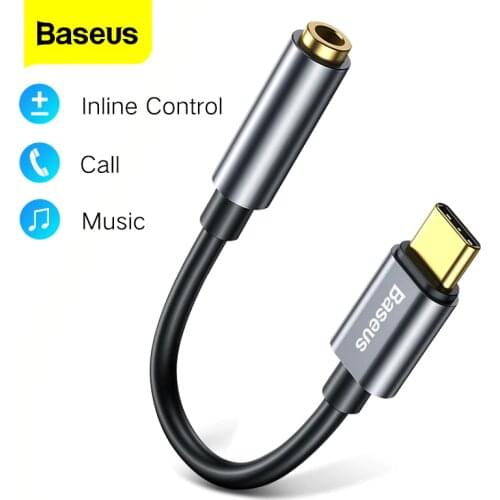 Baseus Type C 3.5 Jack Earphone USB Type C to 3.5mm Aux Adapter Headphone Audio Cable For Huawei Honor Xiaomi mi 10 9 8 Oneplus