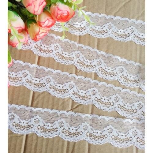 Width 40mm 15yards white Embroidered Net Lace Trim fabric Garment ribbon headband wedding party decoration DIY Accessorie #728