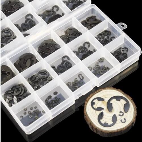 Free shipping 225PCS Stainless Steel E-Clip Assortment Kit Circlip E-type e-card retainer snap ring snap ring M1-M15