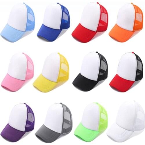 10Pcs Colorful Polyester Mesh Cap Hat Plain Blank Baseball Caps For Sublimation Printing Adjustable Back Strap DIY Gifts