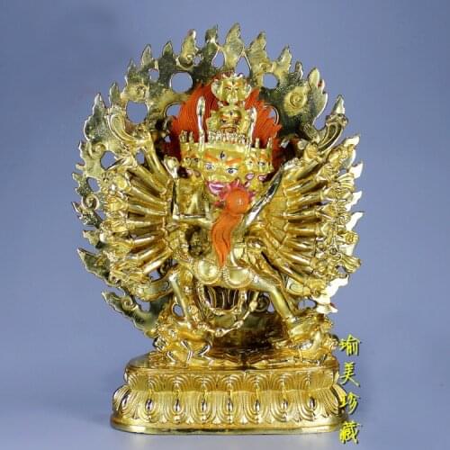 29CM large Buddha statue HOME Talisman efficacious Protection Tibet DA WEI DE Yamantaka the Buddha gilding copper statue