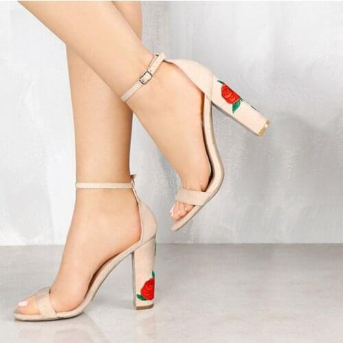 34-43 Plus Size Women Shoes High Heel Sandal Woman Zapatos Florales High Heels Sandals Fashion Women Sandalias Mujer Verano