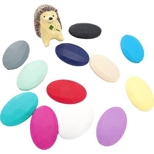 Chenkai 10pcs Silicone Ovel Flat Teether Beads Baby Dummy Pacifier Beads For DIY Nursing Sensory Jewelry Accessories BPA Free