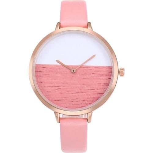 Fashion Womens Watches Minimalist Women Color Block Horizon Ultra Thin Round Dial Analog Casual Quartz Watch Ladies Dress Watch