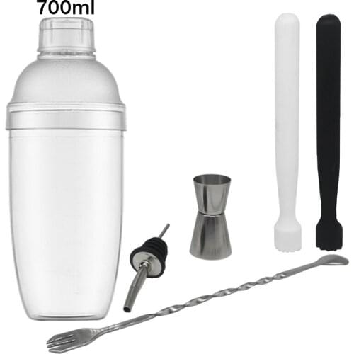 Dropshipping Stainless Steel+Plastic 6Pcs 350ml/530ml/700ml Bar Boston Cocktail Shaker Bar Set Wine Drink Mixer Bar Party