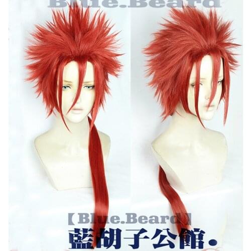 FF7 Final Fantasy VII FFVII Reno 75cm Red Long High Temperature Fiber Hair Cosplay Wig + Wig Cap