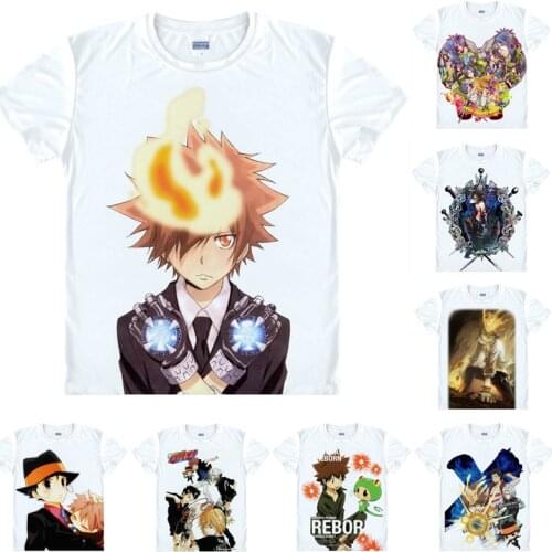 Coolprint Anime Shirt Katekyo Hitman Reborn T-Shirts Multi-style Short Sleeve Home Tutor Tsunayoshi Sawada Cosplay Motivs Shirts