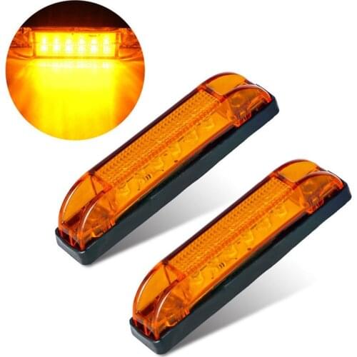 2PCS 12V Side Marker Light Amber 6 LED Marker Light Truck Boat Trailer Indicators Light Lamp LED Side Marker Light Trailer