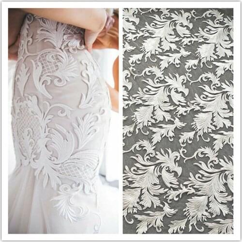 GLace 1M/Lot European white wedding dress lace fabric textile for wedding decoration dress sewing accessories TX1397