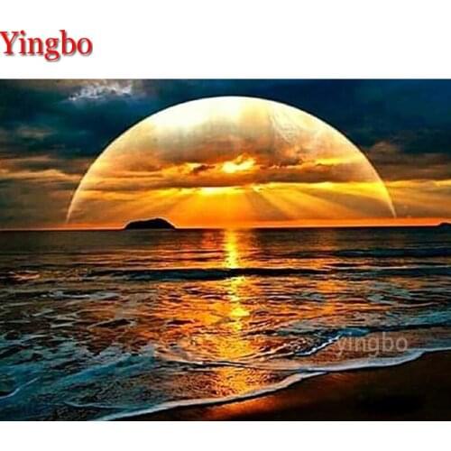 Seashore sunset beach seascape Diamond Painting 5DDiamond Embroidery Painting Diamond Mosaic Gift rhinestones full drill square