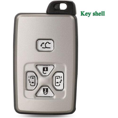 Bilchave 5 Buttons For Toyota Alphard Estima Vellfire Smart Card Remote Car Key Shell Case Fob With Uncut Blade White Color