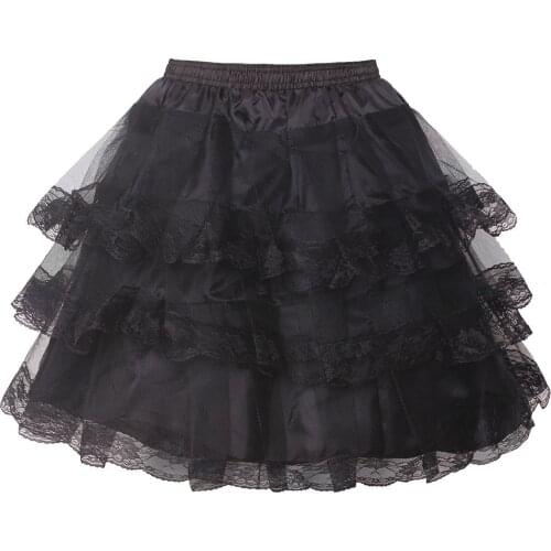 Short Sapphire Petticoat Lolita Petticoat 3 Layers Lace Edge Black White Crinoline Wedding Dress