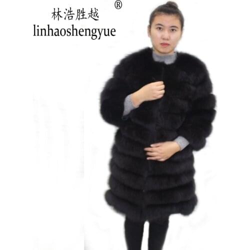 Linhaoshengyue 85CM longer section of natural real fox fur coat,fur coat natural ,real fur coat
