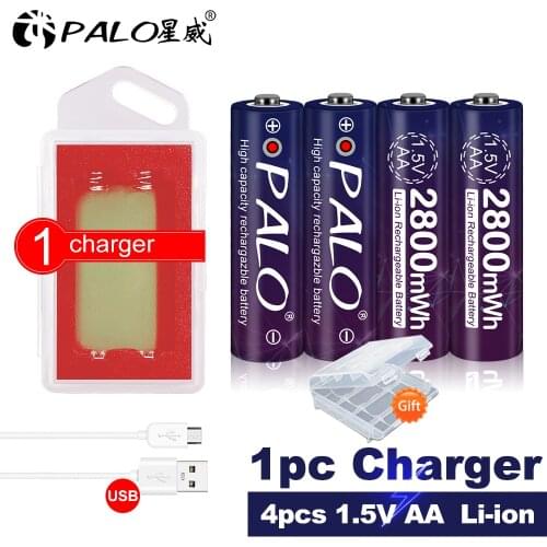 PALO 1.5V lithium battery aa li ion rechargeable batteries with USB charger For flashlight toys MP3 player aa lithium batteries