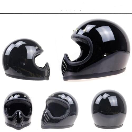 DOT Approved Japanese Style Moto 3 Motorcycle Helmet Vintage Geniune Fiberglass Motorcycle Full Face Helmet Capacete
