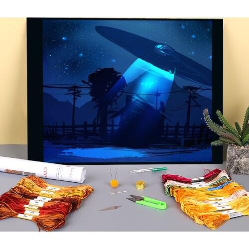 Scenery Speedpainting 06 Printed 11CT Cross Stitch Set DIY Embroidery DMC Threads Handmade Needlework Craft Painting Sales