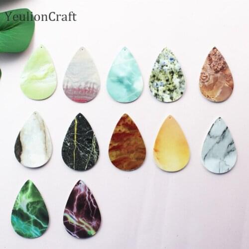 Chzimade 10Pcs/lot Waterdrop Shaped Leather Earring Kits Handmade Artificial Leather Pads Diy Leather Making Crafts