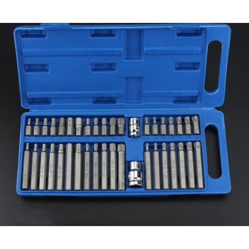 40Pcs 1/2in 3/8in Adaptor Drive Shank Hex Torx XZN Spline Star Impact Socket Set Metric Socket Set Ratchet Driver Socket Wrench