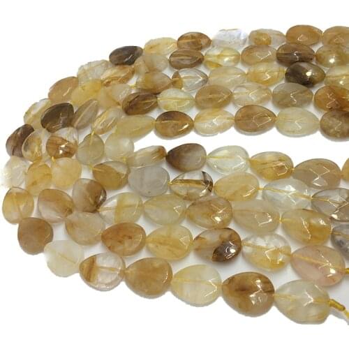 13x18mm Natural Lemon Yellow Citrine Flat Water Drop Gemstone Faceted Beads Quartz Nuggets Shape Beads Energy Crystal Yoga Loose