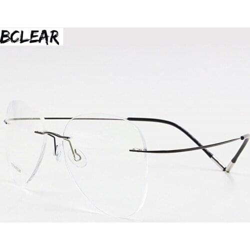BCLEAR Titanium Rimless Fashion Designer Eyeglasses Optical Glasses Frame Men and Women Eyewear Lightweight Flexible Spectacle