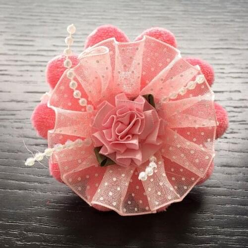 12pcs lace Ribbon flower Bows hair Rope for Women Headwear Hair decoration tie rubber band Accessories for Girls scrunchy tiara
