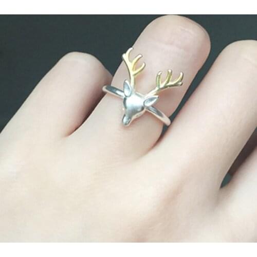 Romantic Charming Deer Antlers Open Ring for Women Vintage Boho Knuckle Party Rings Gothic Punk Jewelry Gifts for Girls