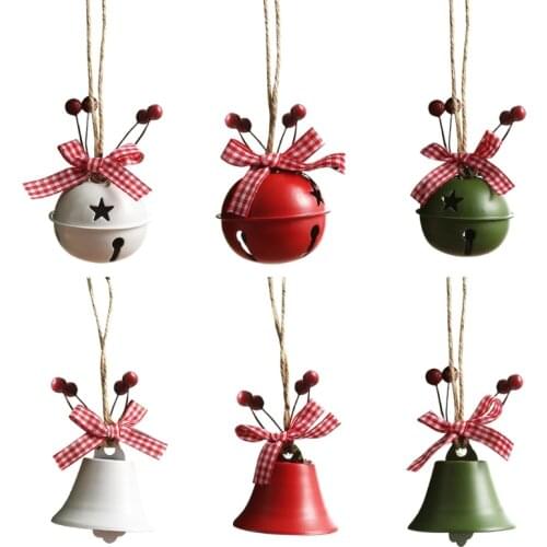 Christmas Jingle Bells Decoration Rustic Lattice Bow Fake Berry Christmas Tree Decoration