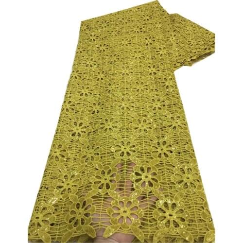 SJ Lace African Cord Lace Fabric With Sequins Milk Silk Lace 2021 High Quality Embroidery Nigeria Guipure French Lace X3-27