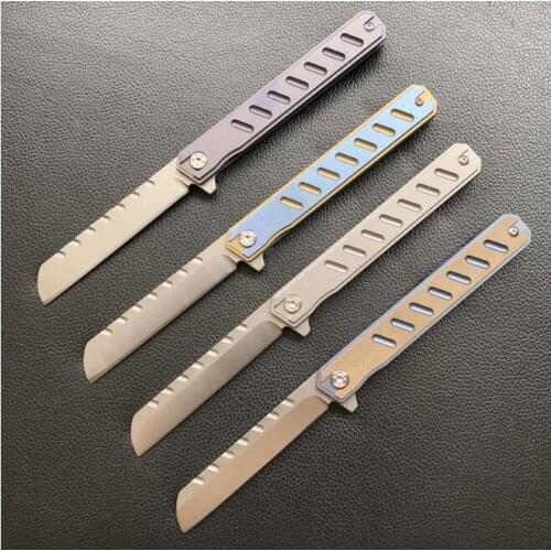 C088 Commander D2 Ball Bearing Titanium Alloy Handle CNC Folding Knife Hunting Camping Outdoor Pocket Knife